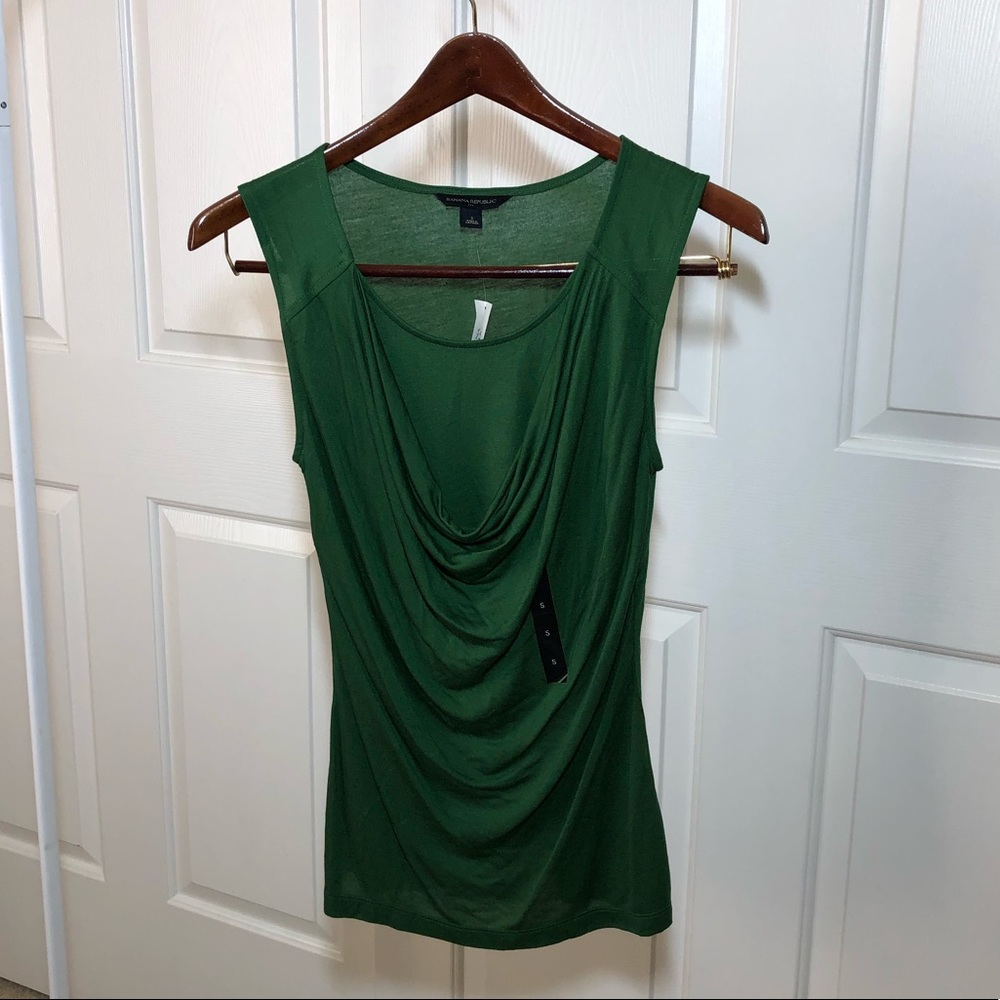 Green swoop neck top